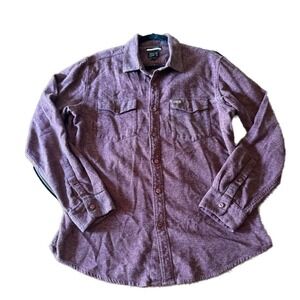 RVCA Regular Fit Long Sleeve Button Up Shirt Maroon Purple XL Mens Pockets